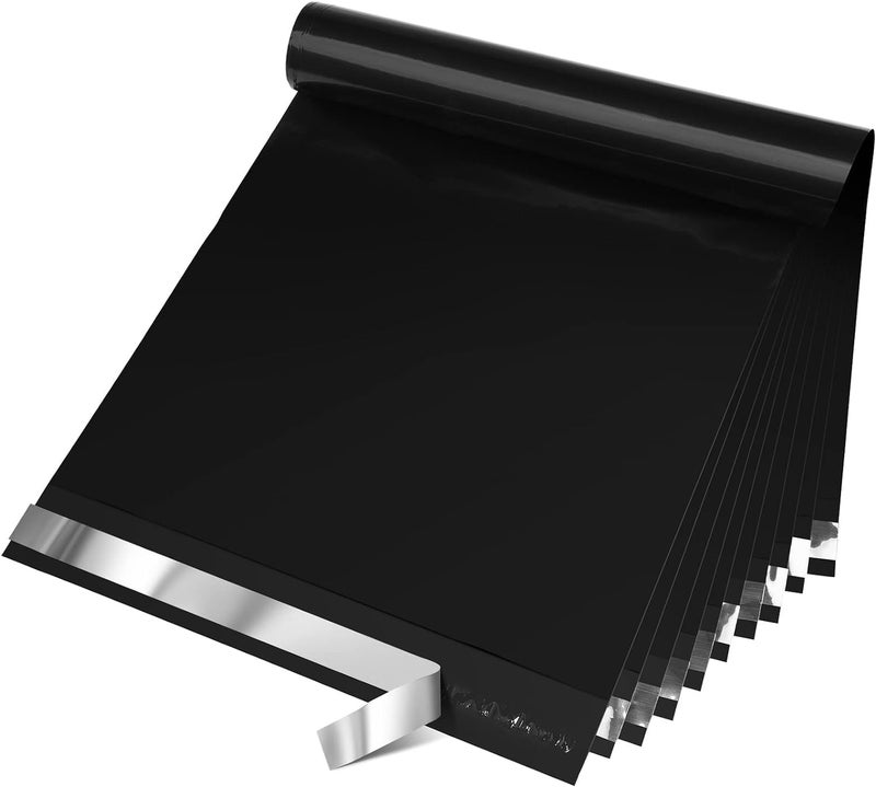 مترونيك Metronic Poly Mailers 12x15.5 مغلفات بريدية 100 حزمة أكياس شحن مع حقائب بريدية ذاتية اللصق مقاومة للماء ومقاومة للتمزق باللون الأسود - Image 1